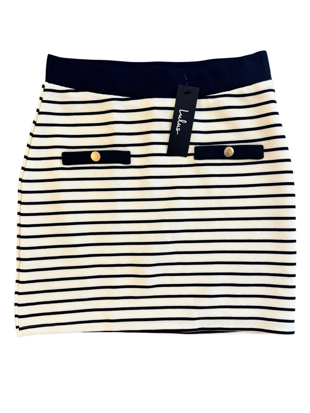 Lulus Navy and White Striped Pencil mini Skirt